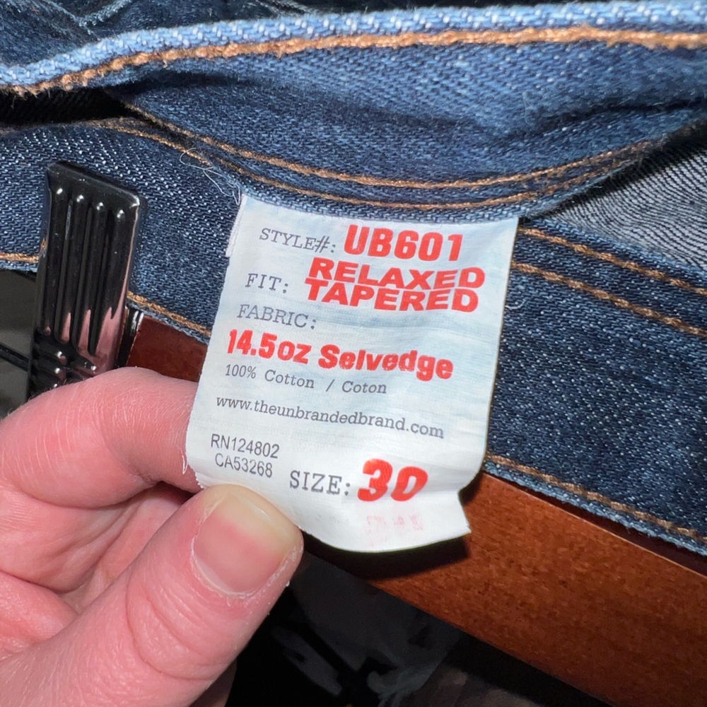 Unbranded Relaxed Tapered Jean Selvedge 14.5 oz Style UB601 Size 30 Wallet - Picture 3 of 7